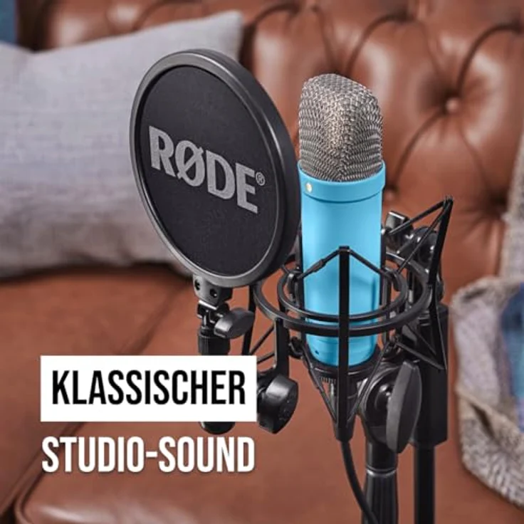 RØDE NT1 Signature Series Großmembrankondensatormikrofon mit Schockhalterung, Popschutz und XLR-Kabel für Musikproduktion, Gesangsaufnahmen, Streaming und Podcasting (Blau) – Bild 2
