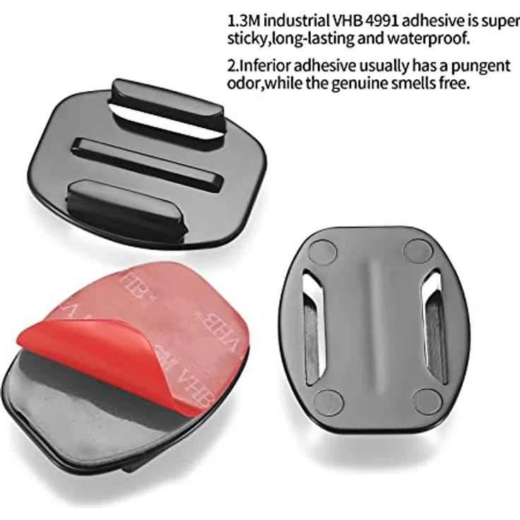 Fulushouxi 20 Sets GoPro Klebepads und Halterungen, flache und gebogene Befestigungen für Hero 4/3+/3/2, Helmbefestigung, langlebig und rutschfest – Bild 3