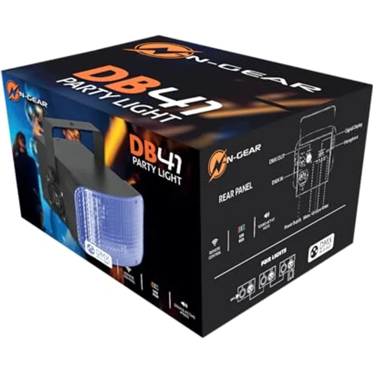 N-Gear DB-41 LED Derby Party Light, Scheinwerfer mit 12x 3W RGBW-LEDs, kompakt und DMX512-kompatibel, Schwarz – Bild 8