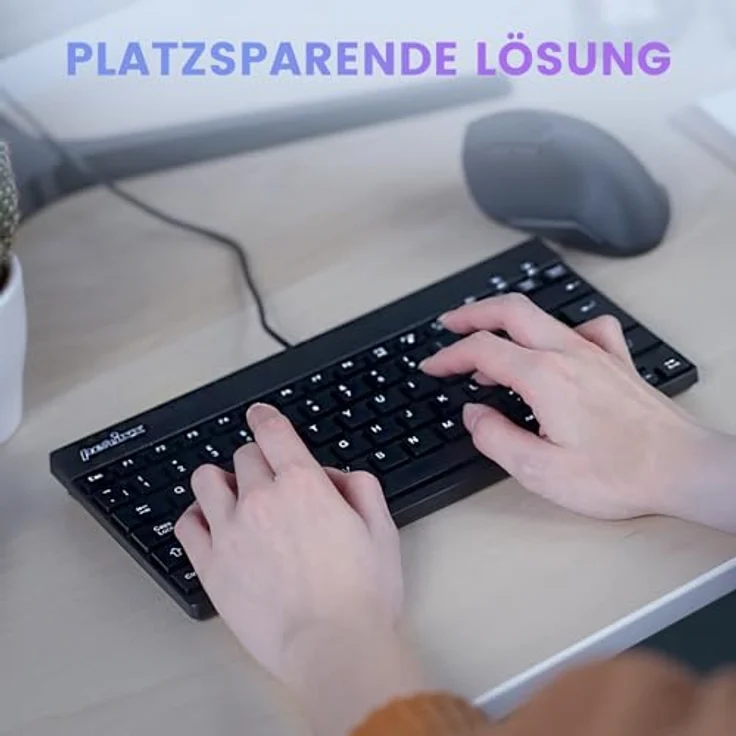 Perixx Periboard-326 Mini schwarz, LEDs weiß, USB, DE QWERTZ (11608) – Bild 7