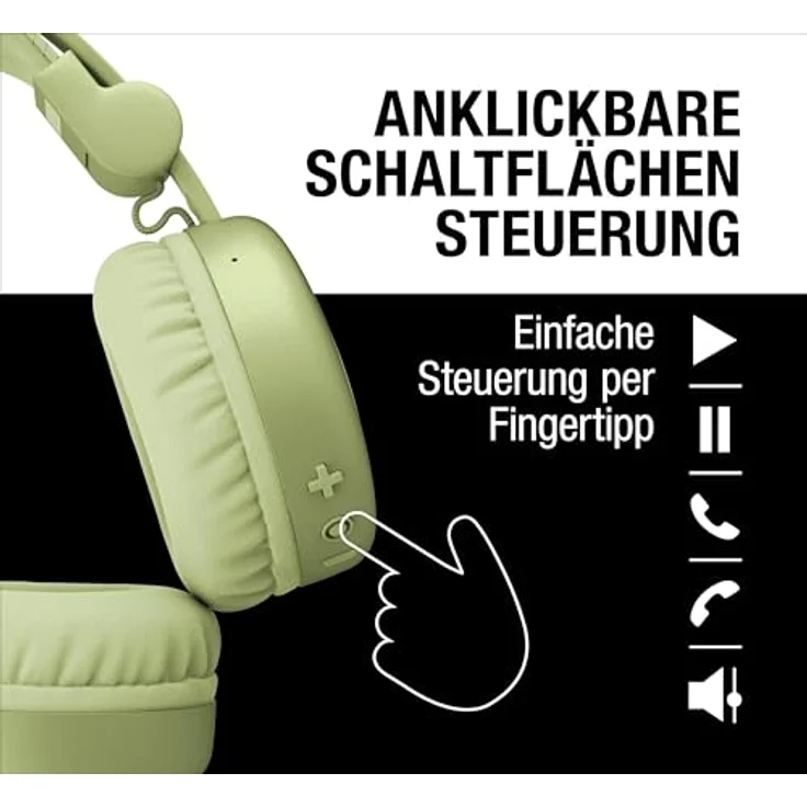Fresh 'n Rebel Code Core, kabellose On-Ear Bluetooth-Kopfhörer mit 30 Stunden Spielzeit, Mikrofon, Lautstärkeregler und faltbarem Design (Wild Green) – Bild 3