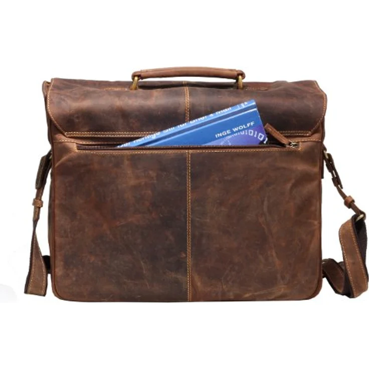 Greenburry Vintage Aktentasche, 100% Leder, 42 cm mit Laptopfach, braun – Bild 4