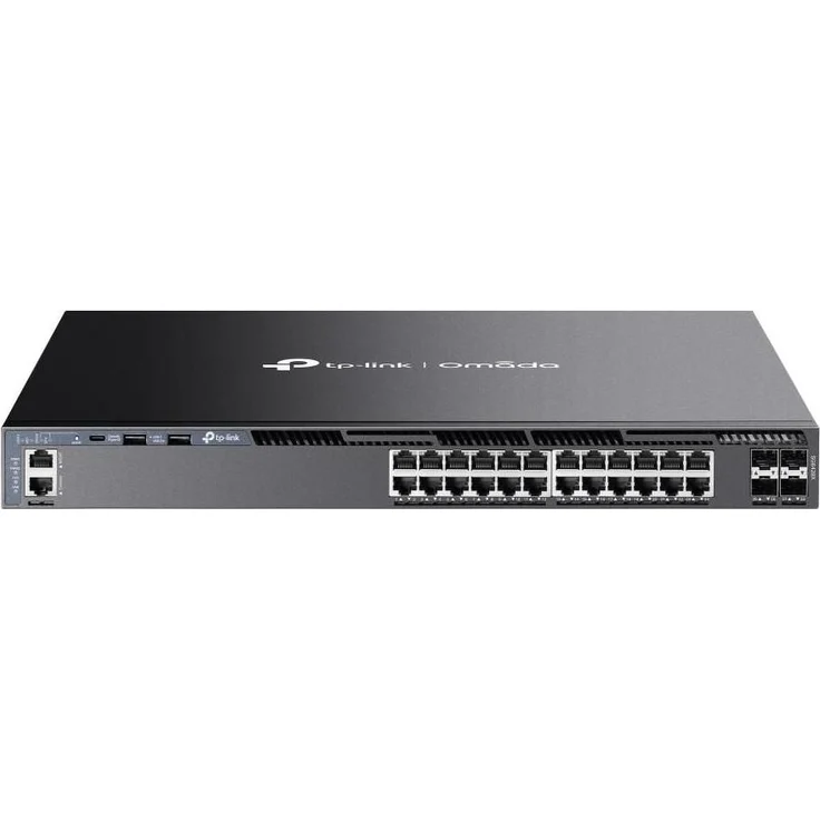 TP-Link OMADA 24-PORT GIGABIT STACKABLE L3 MANAGED SWITCH WITH 4 10GE SF (24 Ports), Schwarz – Bild 1
