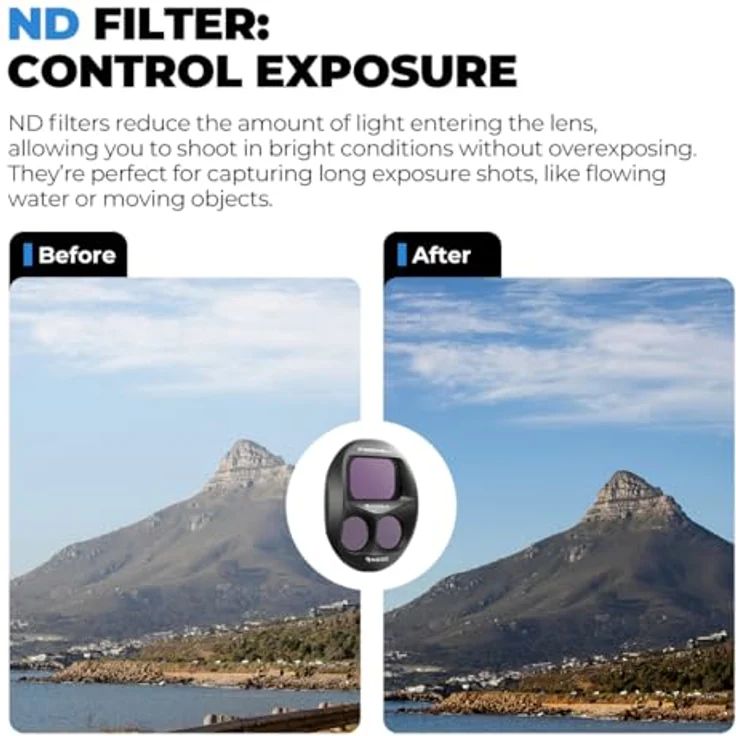 Freewell 8 Pack Split ND & ND/PL-Filter für DJI Mavic 4 Pro, ND4 bis ND64 Set mit Polarisator für perfekte Belichtung und lebendige Farben – Bild 5