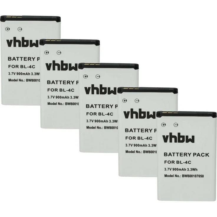 vhbw Li-Ion Akku für teXet TM-D108, TM-D205, TM-D107, 900 mAh, 3,7 V - Leistungsfähiger Austausch-Akku im 5er Pack