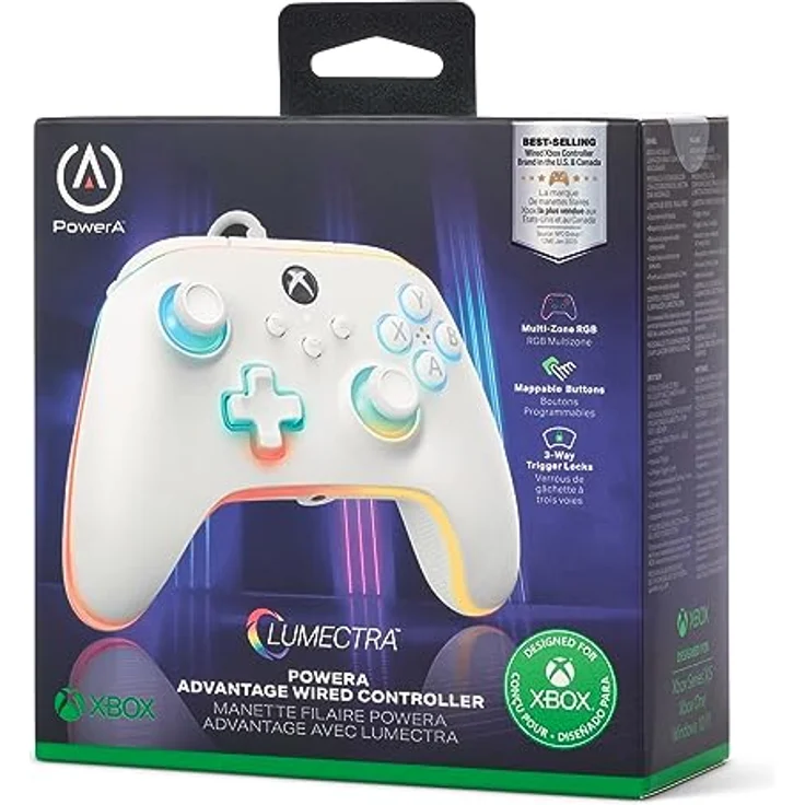 PowerA XB Controller Advantage, kabelgebunden für Xbox Series X/S, Lumectra weiß, mit RGB-Beleuchtung und 2 programmierbaren Gaming-Buttons – Bild 2