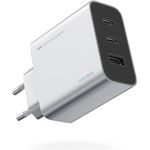 CUKTECH USB-C Ladegerät 65W, 3 Port PD Charger Schnellladegerät GaN Tech, kompatibel mit MacBook/iPhone/iPad/Galaxy, Schwarz