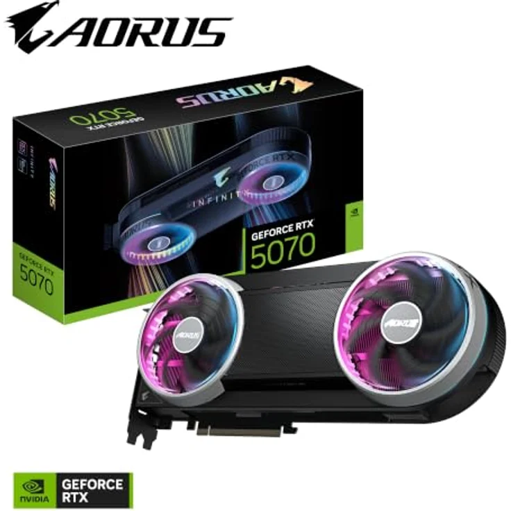 GIGABYTE GeForce RTX 5070 AORUS INFINITY, 12GB GDDR7 RAM, Overclocked, RGB Halo, 309mm Länge – Bild 2