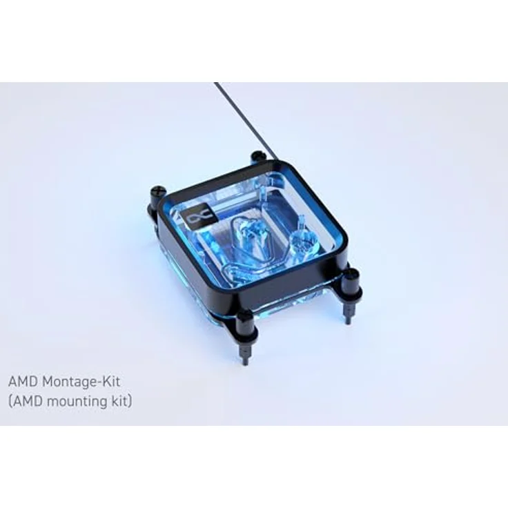 Alphacool 13886 Core 1 LT Aurora Acryl CPU Kühler, Wasserkühlung mit 3D-Jetplate und Kreuzschlitztechnik, transparent/schwarz – Bild 4