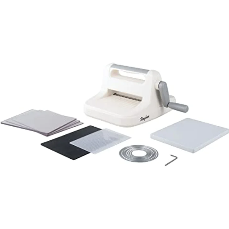 Rayher Stanz Prägemaschine A5, kompakte Plotter für präzises Schneiden und Prägen, inklusive verschiedenen Stanzplatten und Prägeschablonen – Bild 2