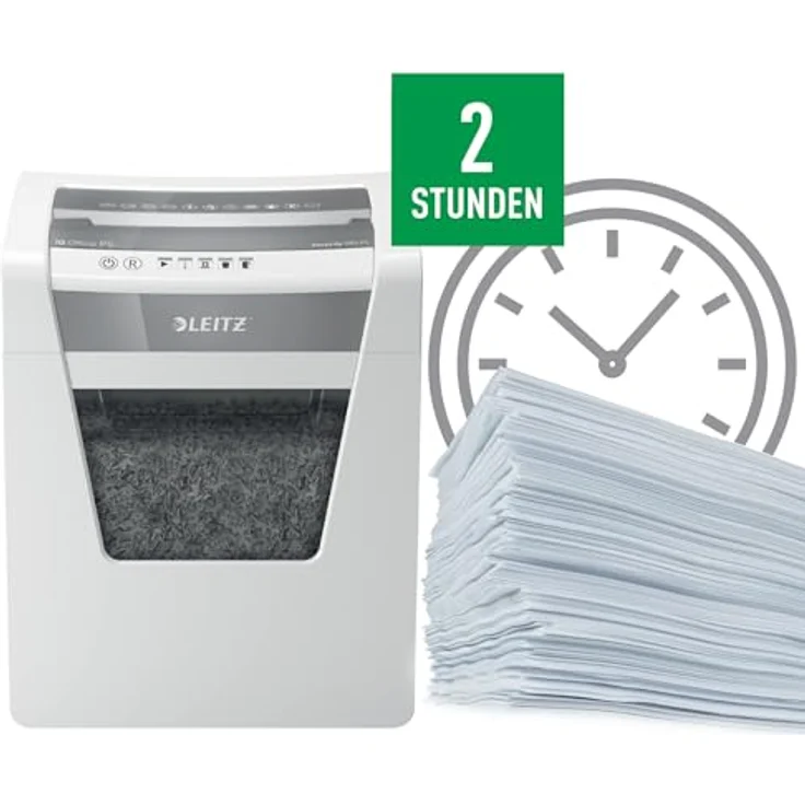 Leitz IQ Office Aktenvernichter, Mikroschnitt, Sicherheitsstufe P5, 10 Blatt Kapazität, 23L Abfallbehälter, Schredder, weiß, 80020000 – Bild 3