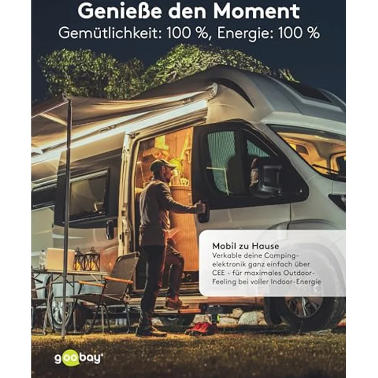 goobay EEC Caravan Adapterkabel 1,5 m, CEE-Stecker auf Buchse mit Schutzkontakt, IP44 für Außeneinsatz, orange – Bild 5