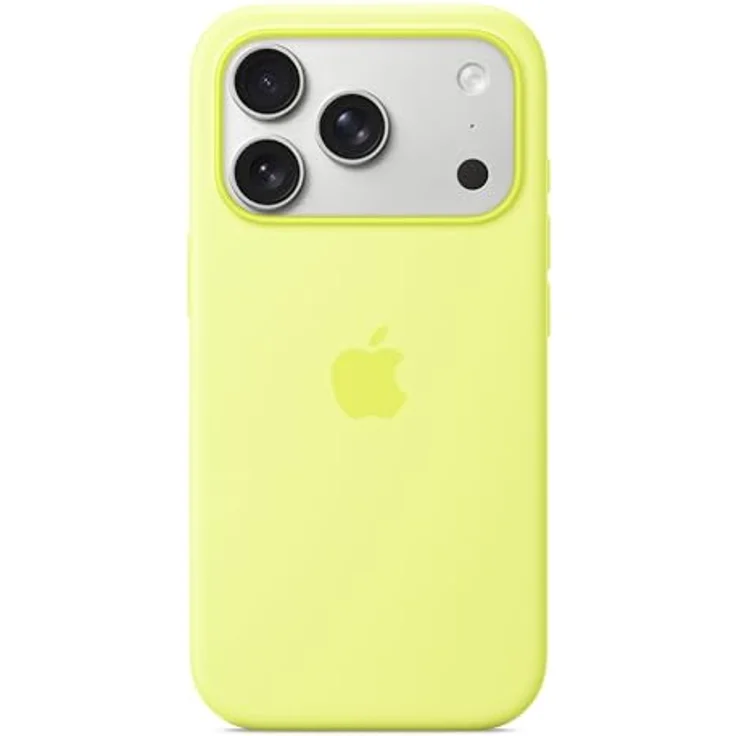 Apple iPhone 17 Pro Silikon Case mit MagSafe, neongelb, aus recyceltem Silikon, präzise Kamerasteuerung, integrierte Magnete für kabelloses Laden – Bild 2