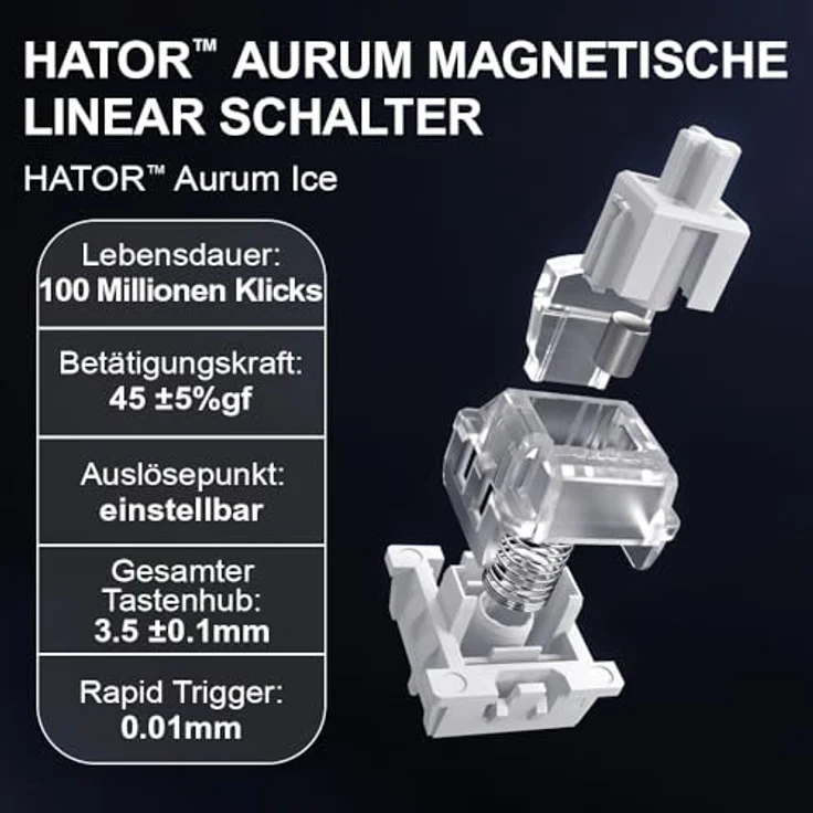 HATOR Skyfall 65 MAG ULTIMA 8K, Magnetische Gaming-Tastatur mit Rapid-Trigger, Magnetic Switches, 8000Hz, Wireless/Kabel, Schwarz, EU Layout (QWERTZ, QWERTY, AZERTY) – Bild 2