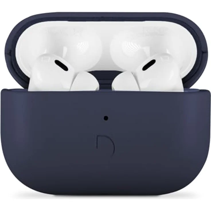 Decoded Leather Case für Apple AirPods Pro 3, handgefertigte Schutzhülle aus vollnarbigem Leder, Navy Blau, mit schockabsorbierender TPU-Basis und LED-Aussparung – Bild 1