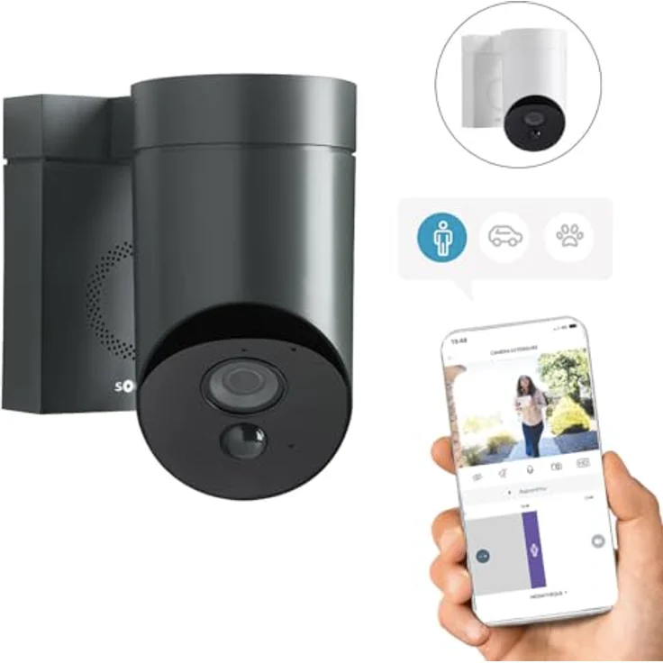 Somfy 1875326 Outdoor Camera anthrazit, WLAN-Außenüberwachungskamera mit 1080p Full HD, 110 dB Sirene, intelligenter Erkennung und Nachtsicht – Bild 2