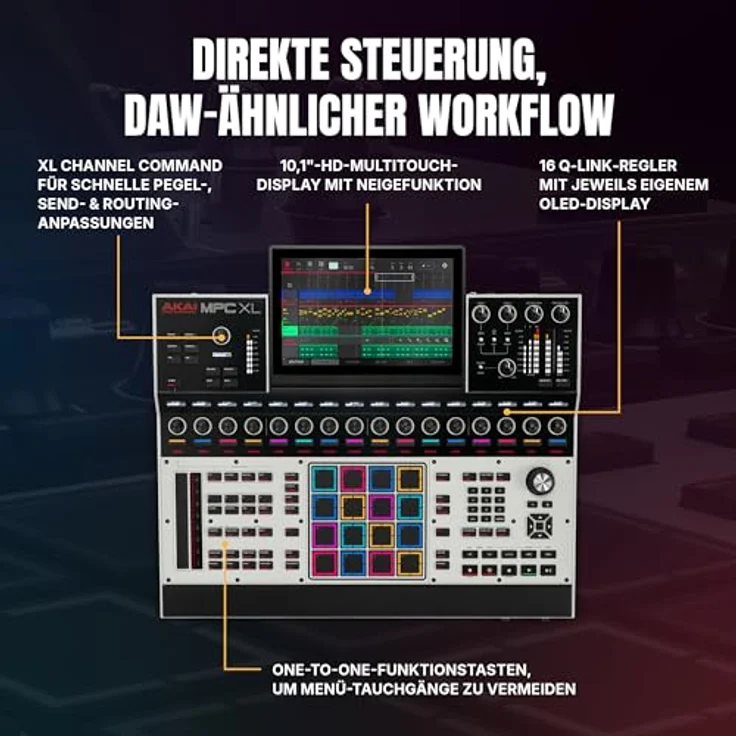 Akai MPC XL, DJ Controller mit 8-Core Prozessor, 10.1 Zoll Multi-Touch Display und 256GB Speicher – Bild 5