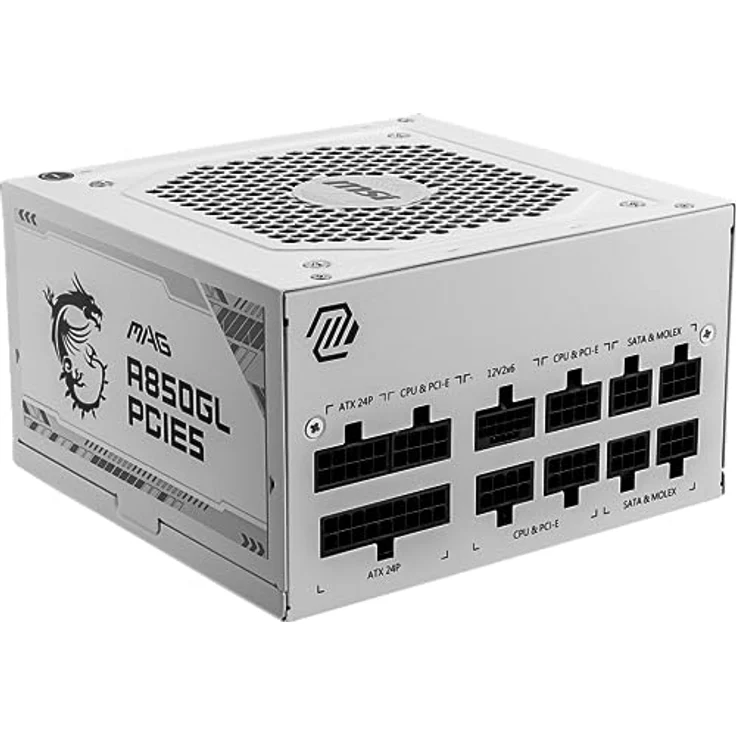 MSI 850 W ATX voll modulares Netzteil MAG A850GL PCIE5 Weiß (Active PFC/80 PLUS Gold) - Effizientes 80 PLUS Gold zertifiziertes Netzteil mit PCIe 5.0 GPU-Unterstützung – Bild 3