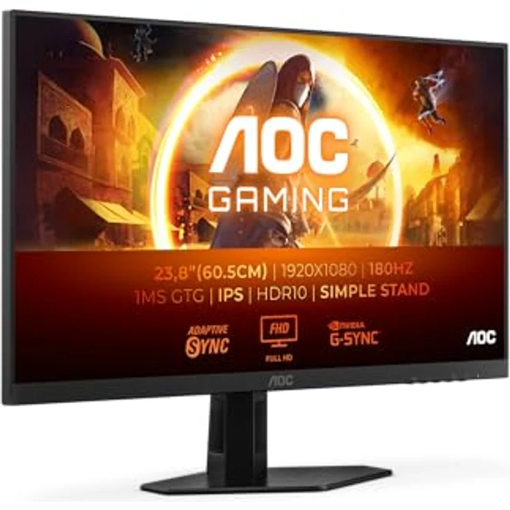 AOC Gaming 24G4XED, 24 Zoll Full HD Monitor mit 180 Hz, 1 ms Reaktionszeit, FreeSync Premium, G-Sync kompatibel, HDR10, schwarz/grau – Bild 1