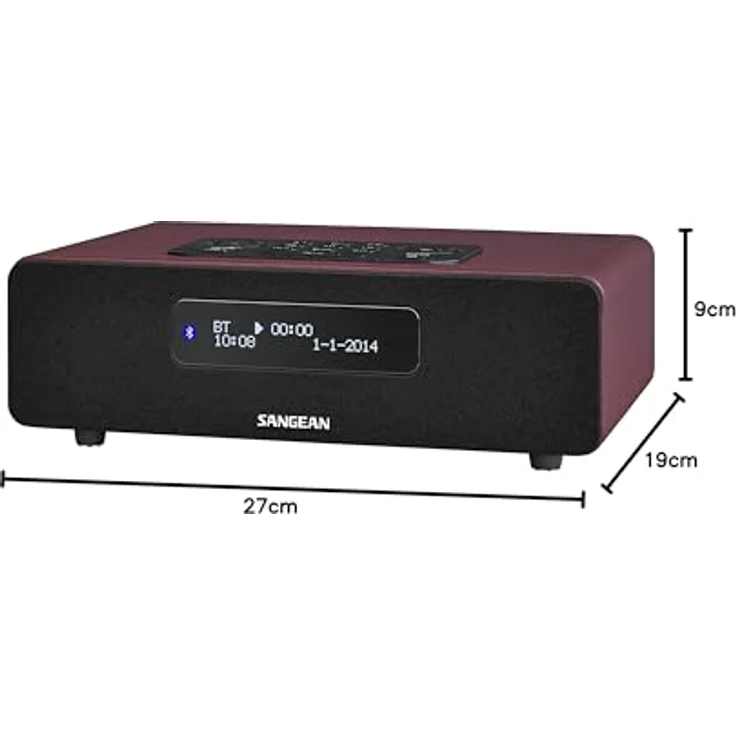 Sangean DDR-36 DAB+ Digitalradio (DAB+-UKW-Tuner, Bluetooth, Weckfunktion, Sleep-Timer, AUX-In) inkl. Fernbedienung burgunderrot – Bild 4