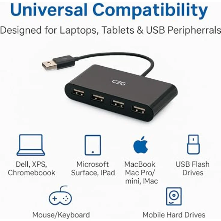 C2G 4-Port USB-A 3.0 Hub, SuperSpeed USB 5Gbps, kompakt und tragbar, Plug-and-Play – Bild 4