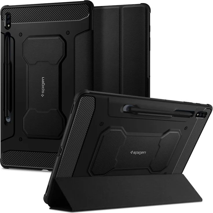 Spigen Rugged Armor Pro (Galaxy Tab S7+), Tablet Hülle, Schwarz - Rundum-Schutz mit integrierten Luftpolstern – Bild 1
