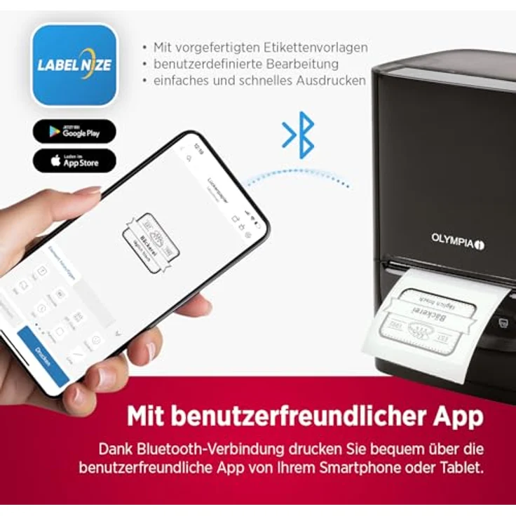 Olympia Label printer PM220, tragbarer Etikettendrucker mit verstellbarer Etikettenbreite, schwarz – Bild 5