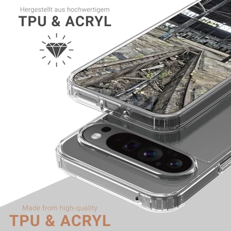 JT Berlin Pankow-Clear Schutzhülle für Google Pixel 9/9 Pro, transparent, Wireless-Charging kompatibel, stoßabsorbierender TPU Rahmen, kratzfeste Rückseite aus Acrylglas, anti-fingerabdruck. – Bild 2