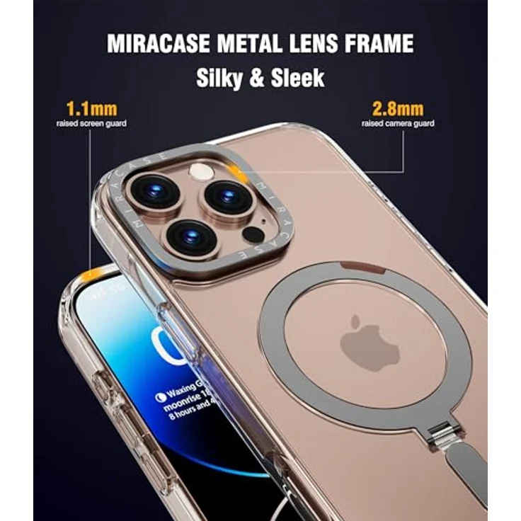 Miracase Magnetic Hülle für iPhone 16 Pro Max, stoßfest mit integriertem Ständer und MagSafe-Kompatibilität, klar – Bild 5