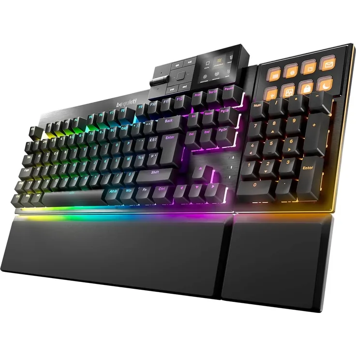 be quiet! Dark Mount Silent Linear UK ISO Gaming-Tastatur, 8 Display-Tasten, Media Dock, hot-swap-fähiger Nummernblock, Schwarz