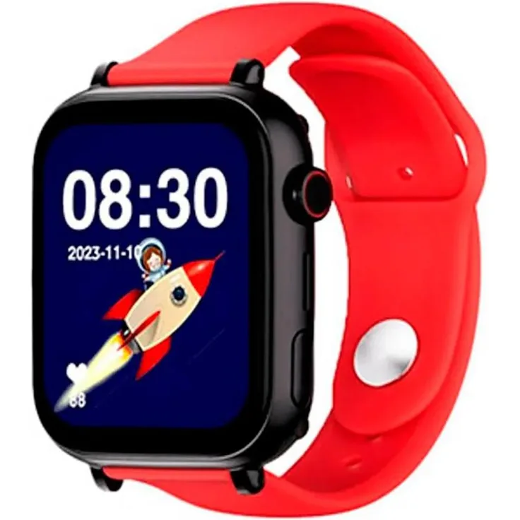 SaveFamily GPSSWPNEGRSILROJA, Smartwatch mit 1,85 Zoll Touchscreen, 8 GB Speicher, GPS und WLAN, rotes Silikonarmband