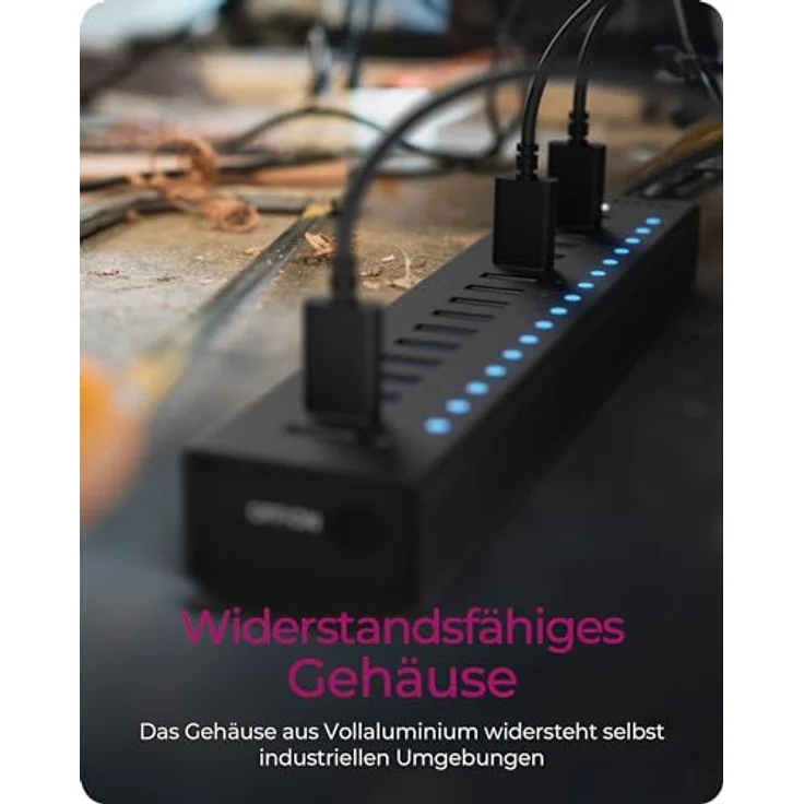 ICY BOX USB HUB (17 Ports) 16x USB & 1x USB Laden, USB 3.2 Gen 1 (5 Gbit/s pro Port), mit 96W Netzteil, USB-A, Aluminium, IB-HUB1717-U3 – Bild 3