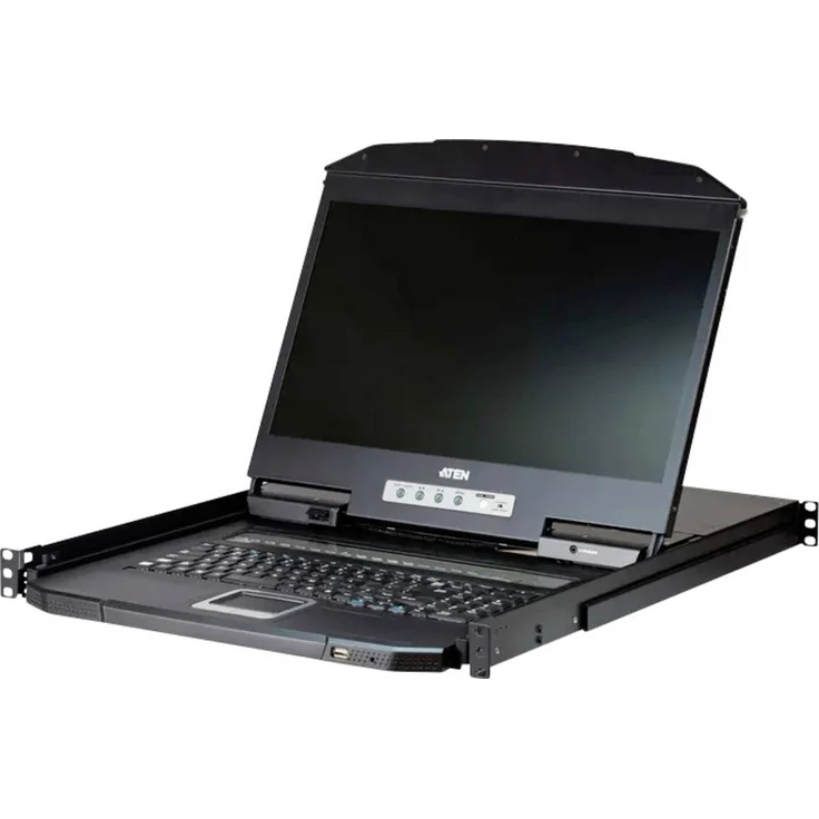 ATEN CL3108NX CH KVM-Umschalter, 1U Rack, 18,5" LCD Monitor, PS/2 und USB Unterstützung, bis zu 128 Computer steuerbar