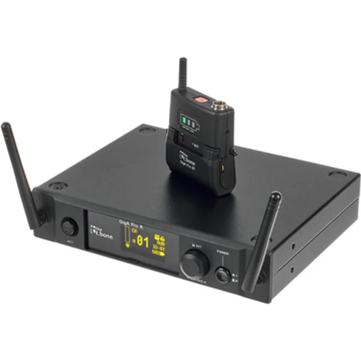 the t.bone GigA Pro Body Set, 2,4 GHz True Diversity Wireless System mit bis zu 10 Stunden Akkulaufzeit, 24bit/44.1 KHz, inkl. Akku und Ladestation