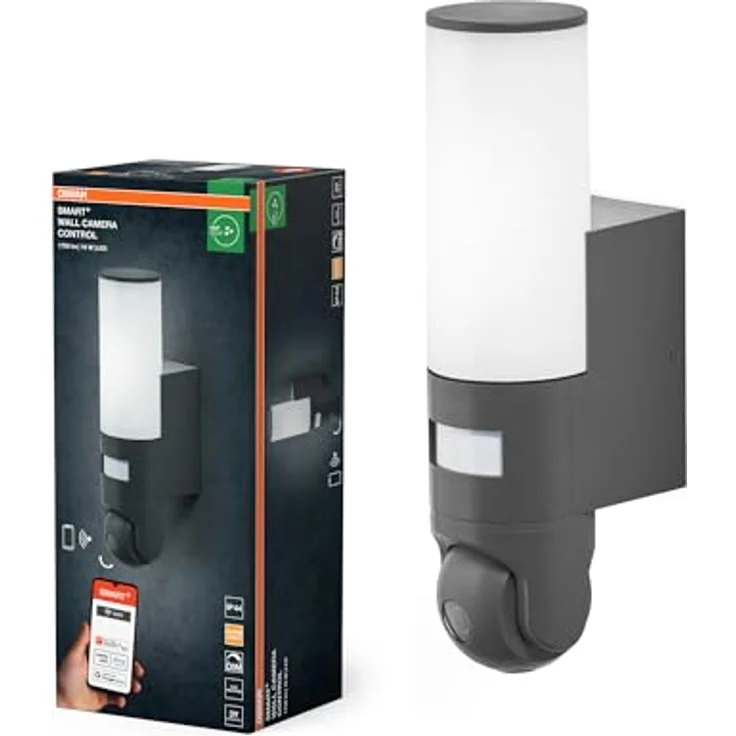 Osram SMART+ CAMERA CONTROL, Netzwerkkamera mit 1920 x 1080 Pixels, grau, HD Live-Bildübertragung, Bewegungssensor und dimmbarer Lichtquelle – Bild 1