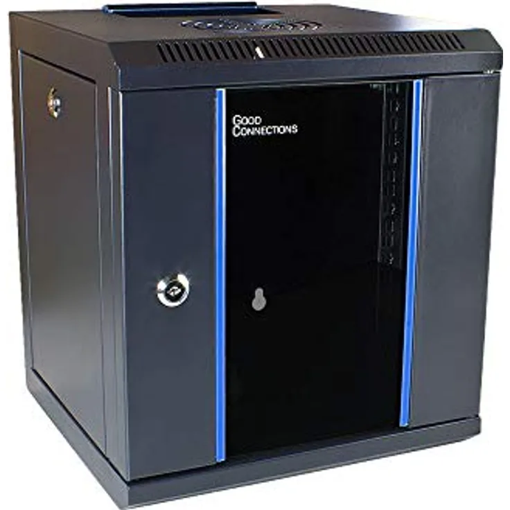 Alcasa GC-R0102 Rack 6U, wandmontiertes Serverschrank-Regal mit abschließbarer Sichttür, 10 Zoll, Schwarz