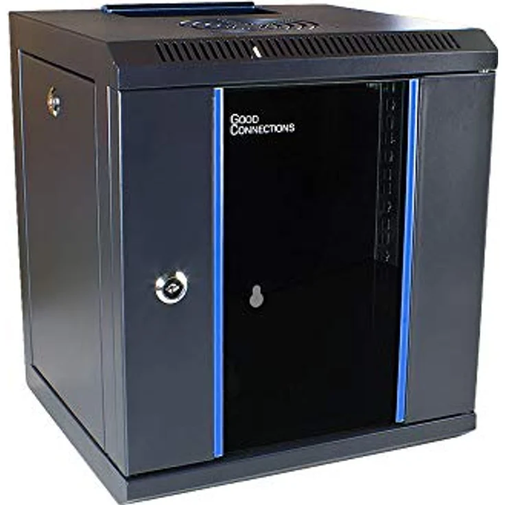 Alcasa GC-R0102 Rack 6U, wandmontiertes Serverschrank-Regal mit abschließbarer Sichttür, 10 Zoll, Schwarz – Bild 1