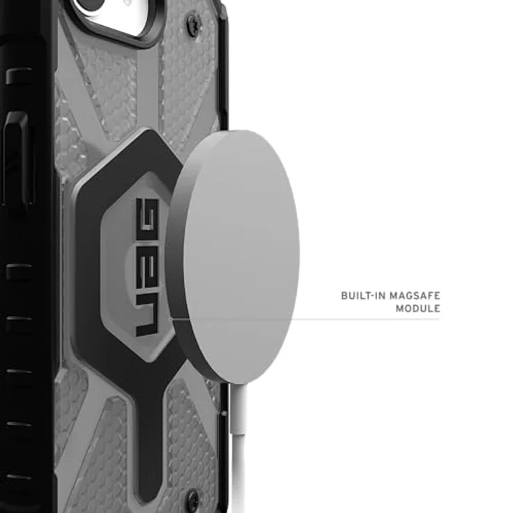 URBAN ARMOR GEAR Pathfinder MS Hülle für Apple iPhone 16E (Wireless Charging / Magnetisches Aufladen, Militärstandard) in ash (grau transparent) – Bild 3