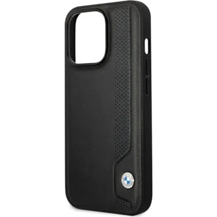 BMW BMHCP14L22RBDK, iPhone 14 Pro 6.1" Handyhülle aus Leder mit blauen Punkten, schwarz/schwarz – Bild 4