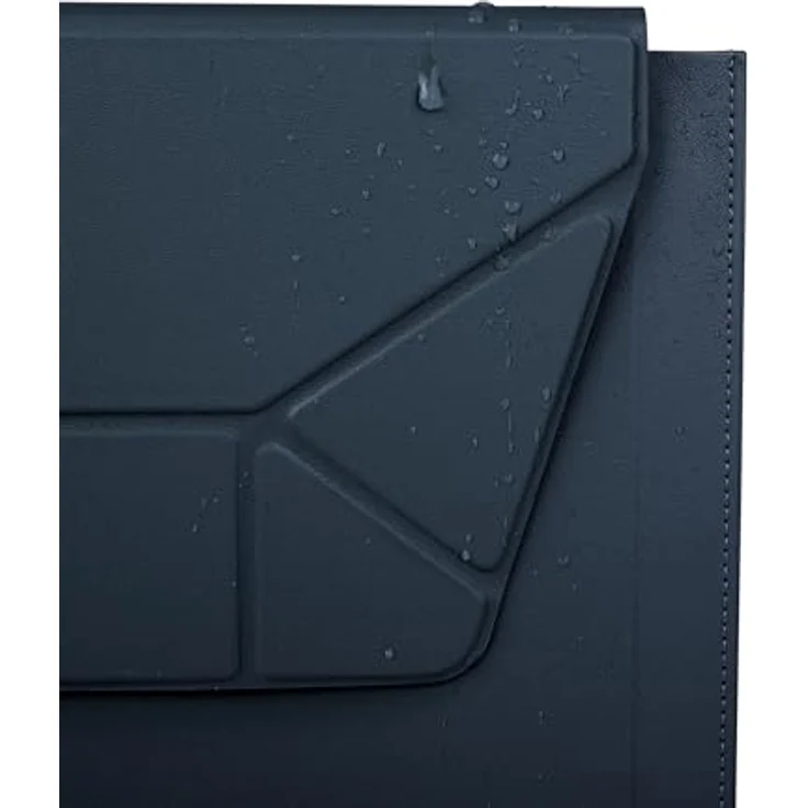 UNIQ Oslo Sleeve und Laptop-Ständer, ergonomischer 25º-Winkel, spritzwassergeschütztes Kunstleder, für Laptops bis 14 Zoll, Blau – Bild 4
