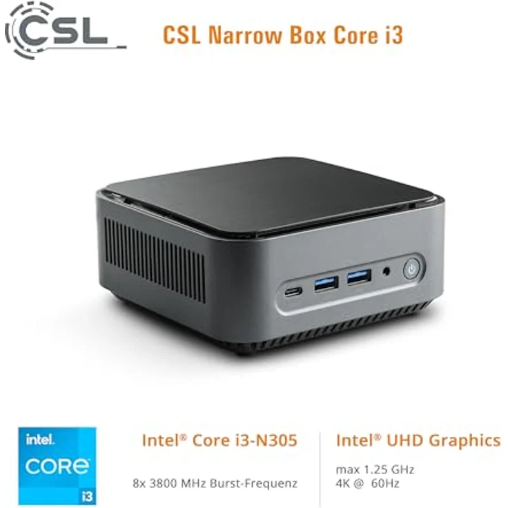 CSL Narrow Box Core i3 Mini-PC, Intel® Core i3, 16 GB RAM, 500 GB SSD, schwarz, vorinstalliert mit Windows 11 – Bild 6
