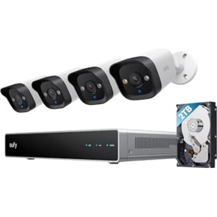 eufy NVR Security System E40, 4K Ultra-HD Netzwerkkamera mit 122° Weitwinkel, Nachtsicht, 2TB Speicher, Schwarz – Bild 1