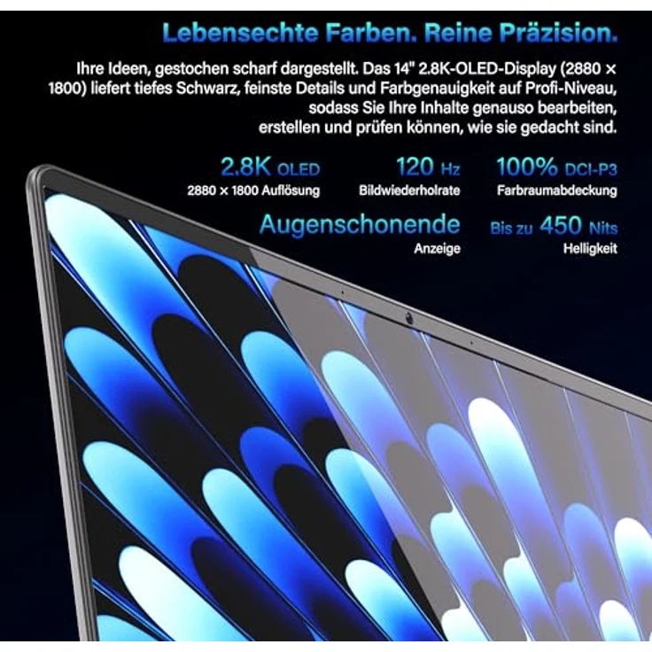 GEEKOM GeekBook X14 Pro, 14" 2.8K OLED Laptop, 999 g, Intel Core Ultra 9-185H, 32GB RAM, 2TB SSD, bis zu 16 h Akku, Windows 11 Pro, Fingerprint-Sensor – Bild 4