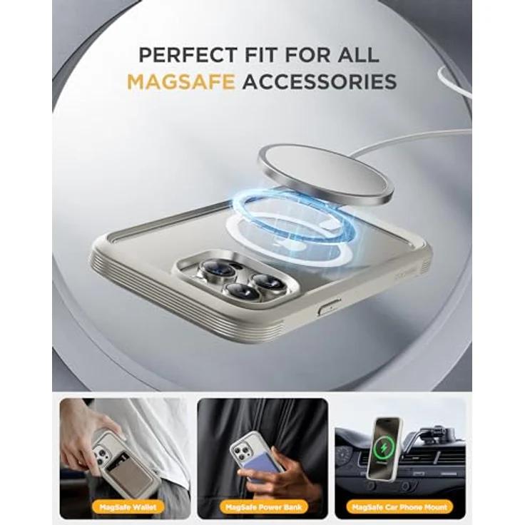 Miracase Glas Serie für iPhone 15 Pro Max Hülle, Mag Titan, 360° Militärschutz, vollständiger Kameraschutz, starke magnetische Case mit MagSafe – Bild 5