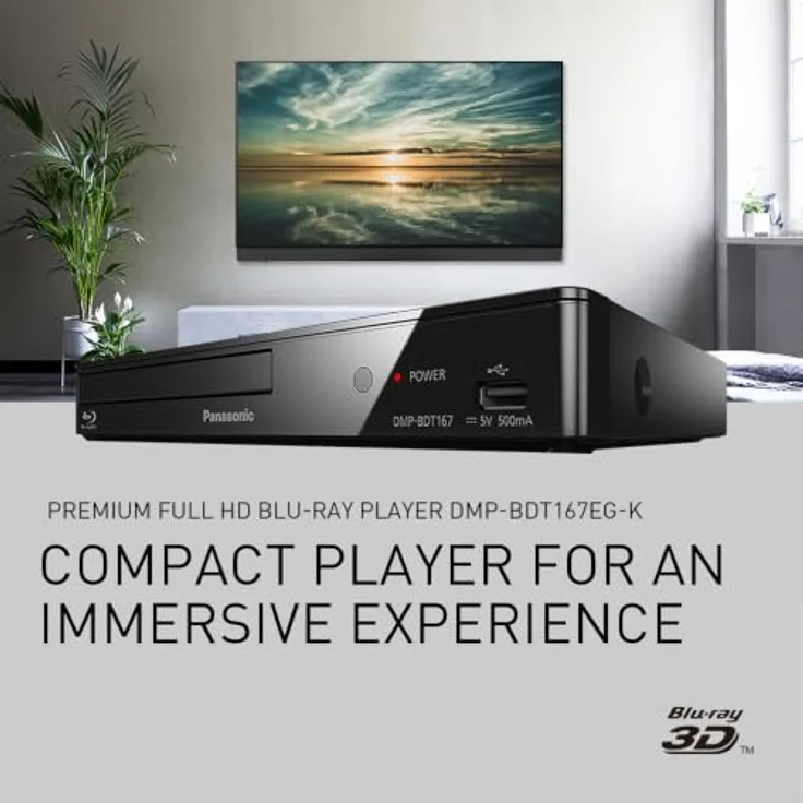 Panasonic DMP-BDT167AG, Blu-ray-Player mit Full HD, 3D-Unterstützung und vielseitiger Audioformat-Kompatibilität, schwarz – Bild 2