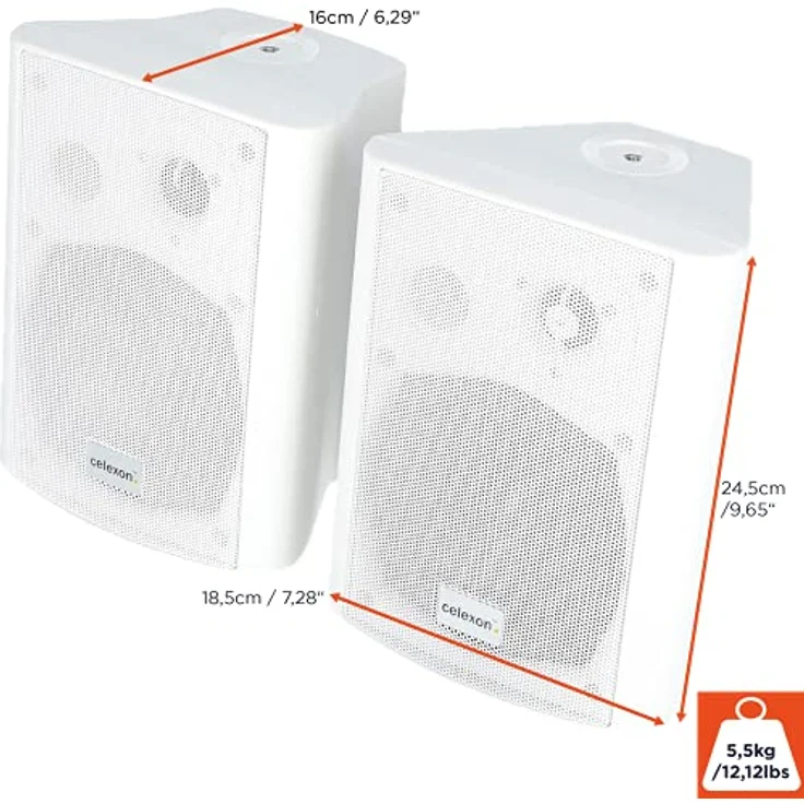 celexon Aktivlautsprecher-Set weiß - 2X 30W - leistungsstarke Audio-Boxen - inkl. Wandhalterung – Bild 2