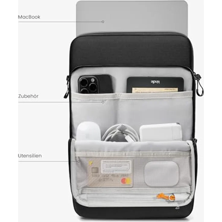 tomtoc 360° Laptop Tasche Hülle für 16-Zoll MacBook Pro M4/M3/M2/M1 Pro/Max (2019-2024), Premium Stoßfest Rundumschutz, Schwarz – Bild 2