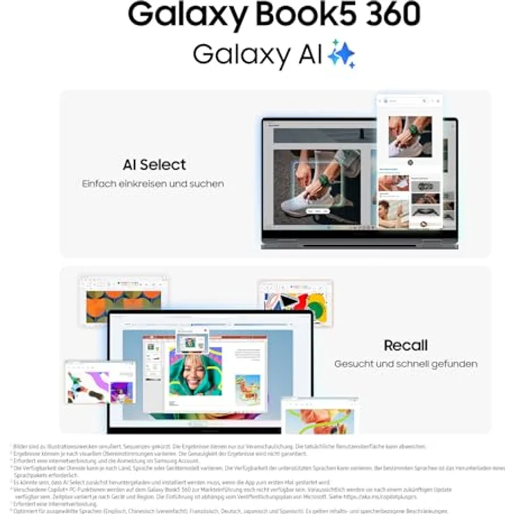 Samsung Galaxy Book5 360 15,6" 2-in-1-Laptop, Convertible AI-Notebook mit Intel Core Ultra 7 Prozessor, 16 GB RAM, 512 GB Speicher, Moonstone Gray, 3 Jahre Herstellergarantie [Exklusiv bei Amazon] – Bild 4