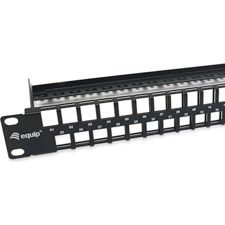 Equip 769258 48-Port Keystone Cat.6 Ungeschirmtes Patchpanel, 19", Schwarz, inkl. Stützstange – Bild 3