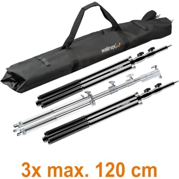 Walimex pro Stativtasche Vario 120 - für 3 Stative bis 120 cm, max. 120 x 20 x 20 cm, faltbar, auch für große Studiostative, Lichtstative, Heavy Duty Stative und Hintergrundsysteme, mit Tragegurt – Bild 10